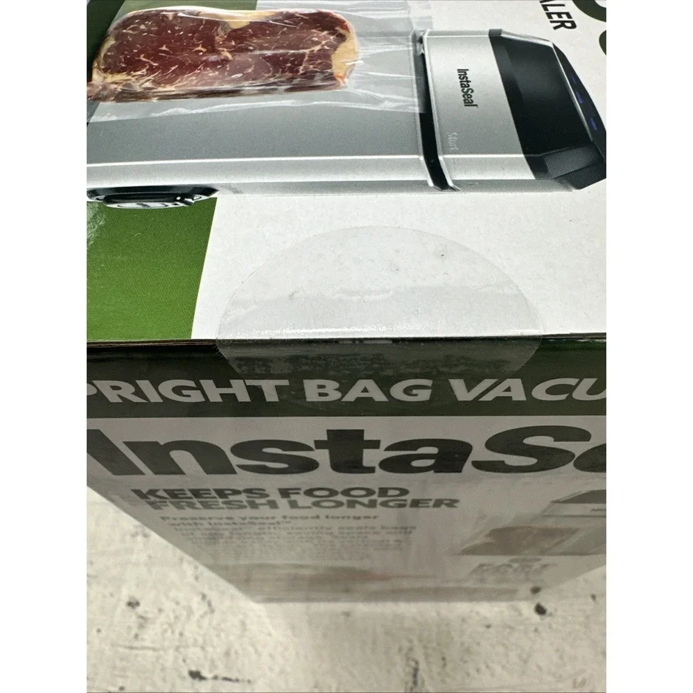 InstaSeal Airtight Double Seal Compact Upright Bag Food Vacuum Sealer w/ 12 Bags